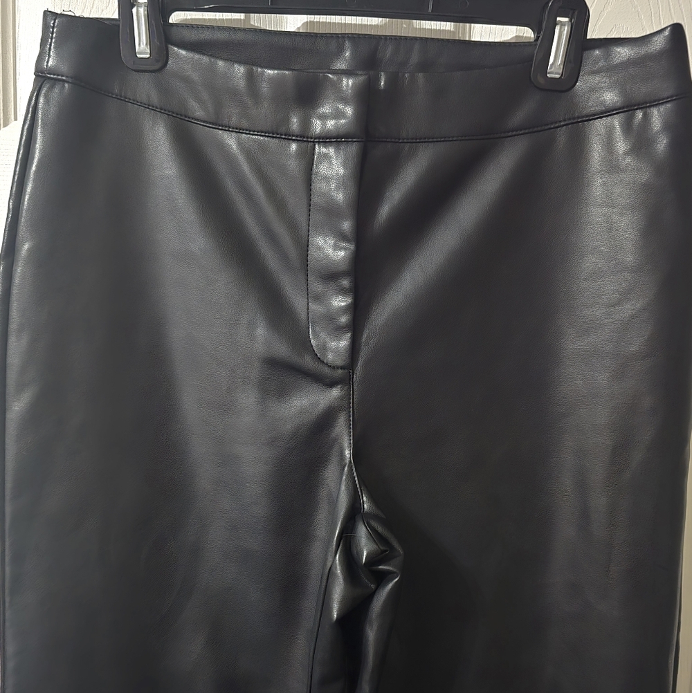 Bagatelle Faux Leather Cropped Wide Leg Trousers in Black, High Waist, EUC! - Picture 3 of 11
